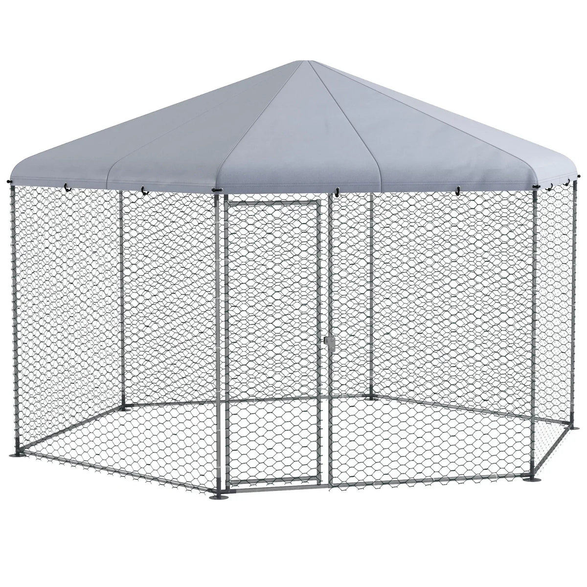 PawHut Large Metal Coop Run With Waterproof Anti-UV Cover, 13 ft x 11.4 ft x 8.6 ft