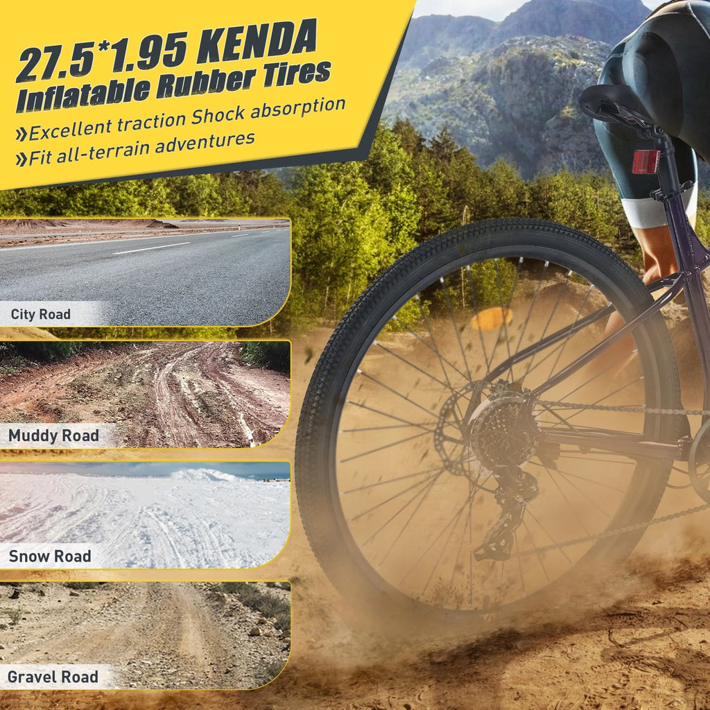 Men's 27.5 in Mountain Bike - 21-Speed Aluminum Alloy Frame, Front Suspension, Double Disc Brakes