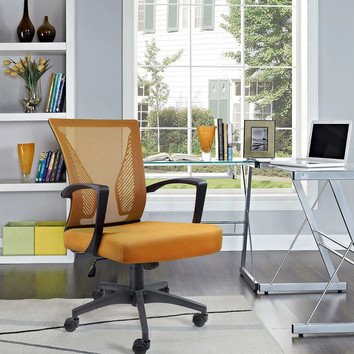 Ergonomic Mesh Mid-Back Office Chair With Adjustable Lumbar Support, 300 lbs Capacity