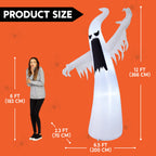 Joyfy 12ft Halloween Ghost Inflatable, Giant Ghosts inflatables with Build-in LEDs Outdoor Decorations, Blow Ups Halloween Yard Inflatables