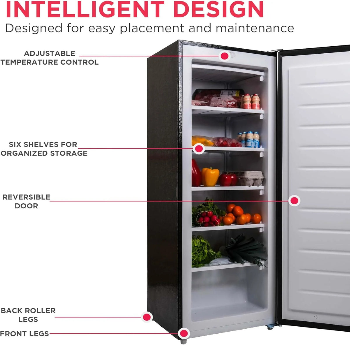 Frigidaire Upright Freezer, 6.5 cu. ft., Silver, 21in D x 23in W x 56in H - EFRF696-AMZ