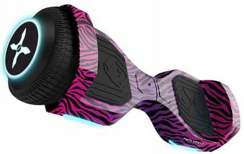 Hover-1 Rebel Kids Hoverboard With LED Headlight, 6 mph Max Speed, 130 lbs Max Weight, 3 Miles Max Distance - Pink Zebra