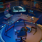 L-Shaped Gaming Computer Corner Desk With Monitor Stand - 220 lbs Capacity