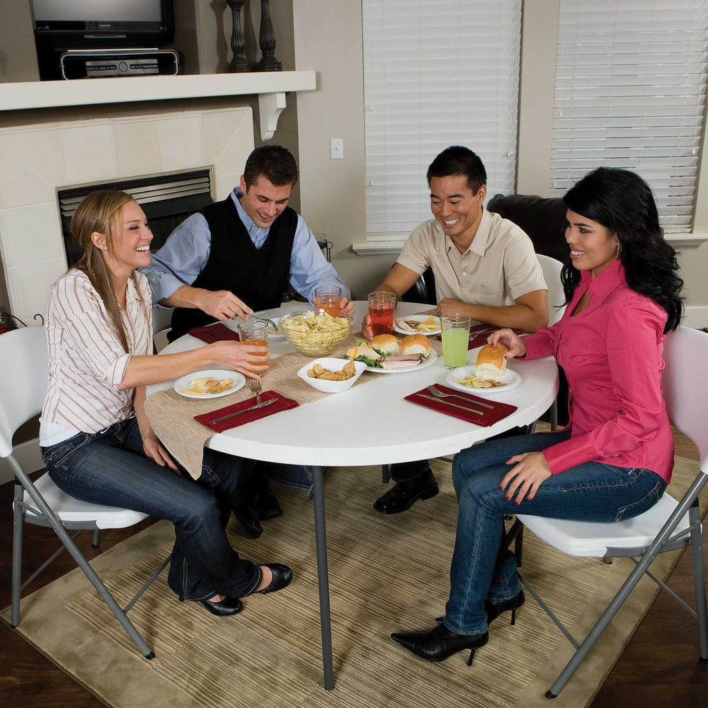 Lifetime 48 inch Round Fold-In-Half Table, White Granite - 280064