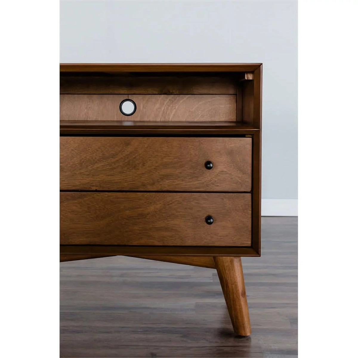 Home Square 4-Piece Set With Small TV Console, Full Wood Bed And Large Nightstand