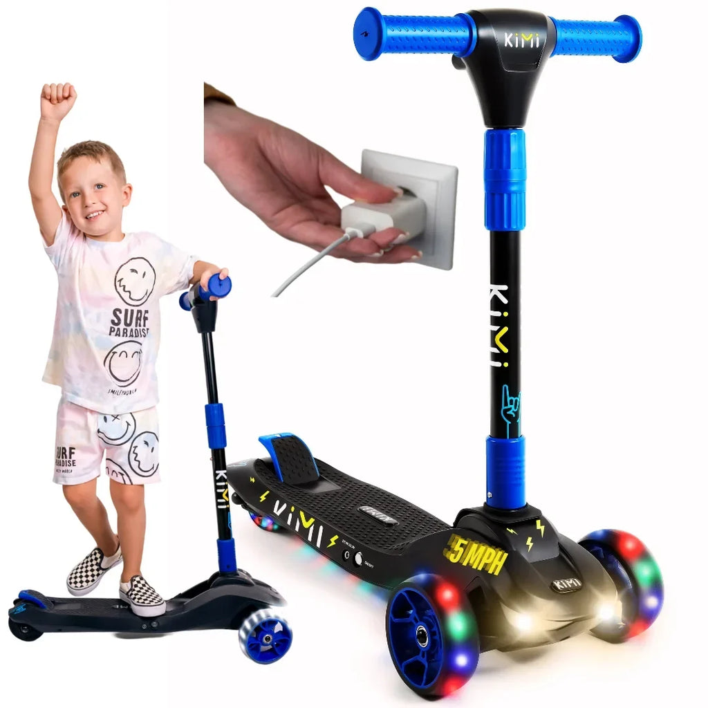KIMI Kids 3-Wheel Electric Scooter, Adjustable, Ages 2-9, 5MPH, 10 Miles Range