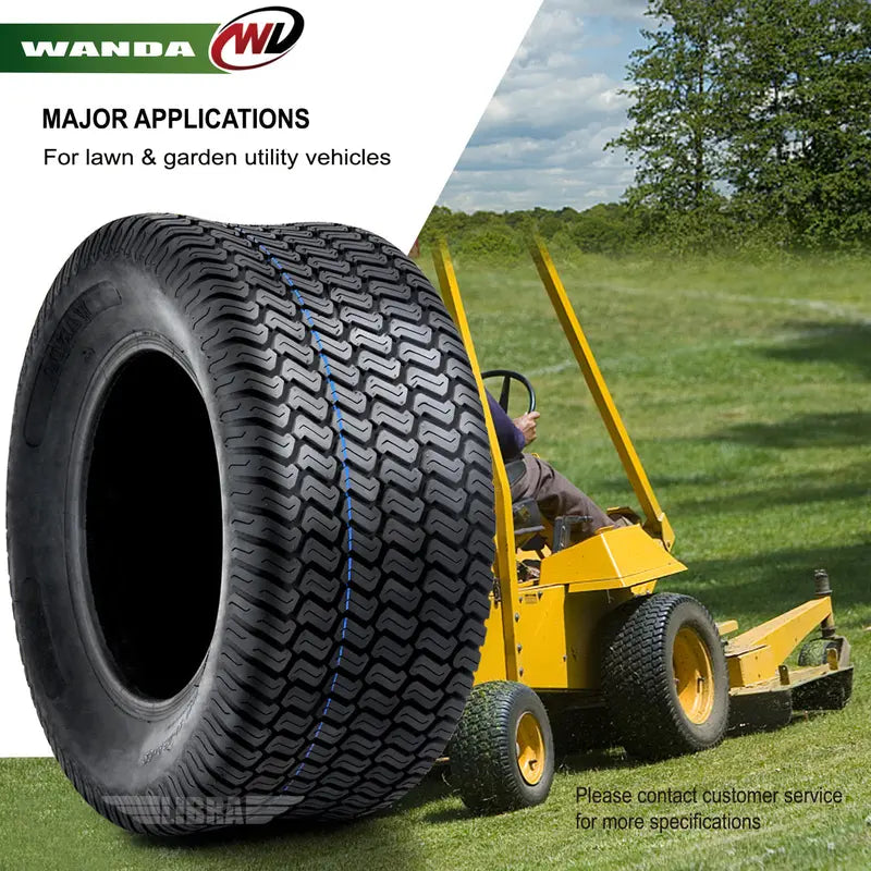 WANDA Lawn Mower Turf Tire Set of 4, 15x6-6 Front and 20x10-8 Rear, 4PR - P332