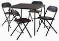 Cosco 5-Piece Folding Card Table Set, Black - Vinyl Seats - 37523BLK1W