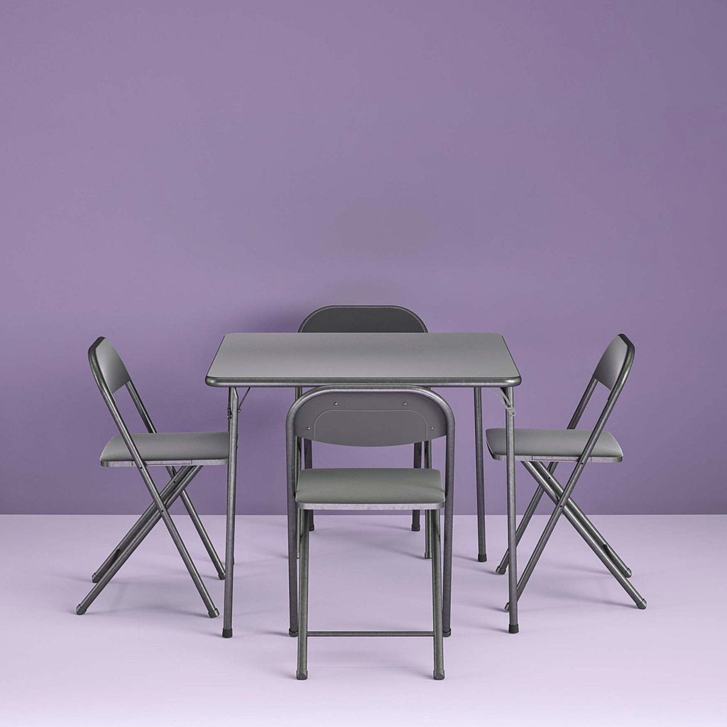 Cosco 5-Piece Folding Card Table Set, Black - Vinyl Seats - 37523BLK1W