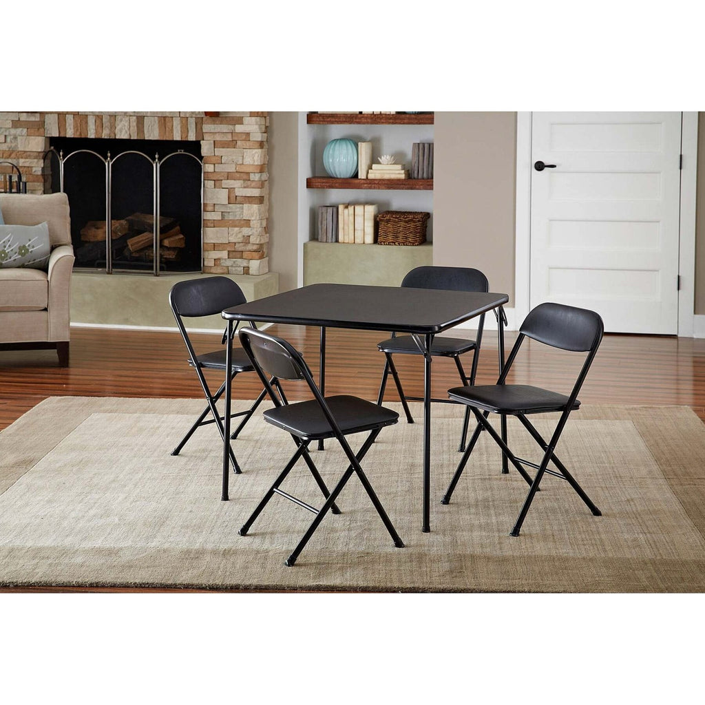 Cosco 5-Piece Folding Card Table Set, Black - Vinyl Seats - 37523BLK1W