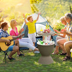 3-in-1 Rattan Outdoor Patio Ice Cooler Side Table, 8 Gal - Adjustable 22.5 in/32.5 in Height
