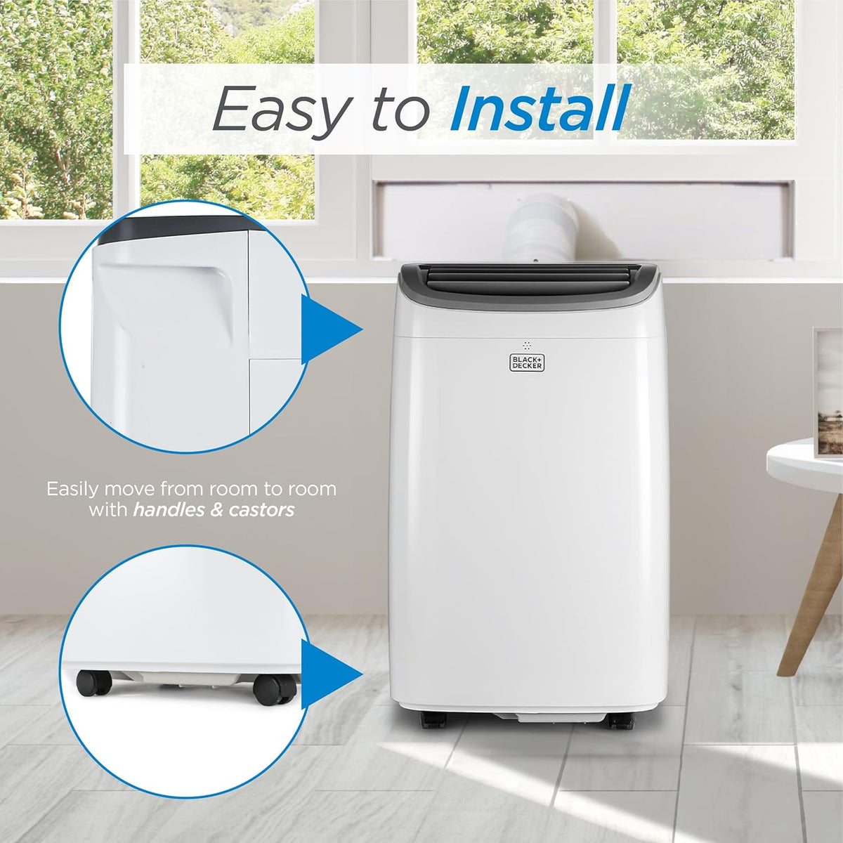 BLACK+DECKER Smart Portable Air Conditioner With Heat, 14,000 BTU ASHRAE, White