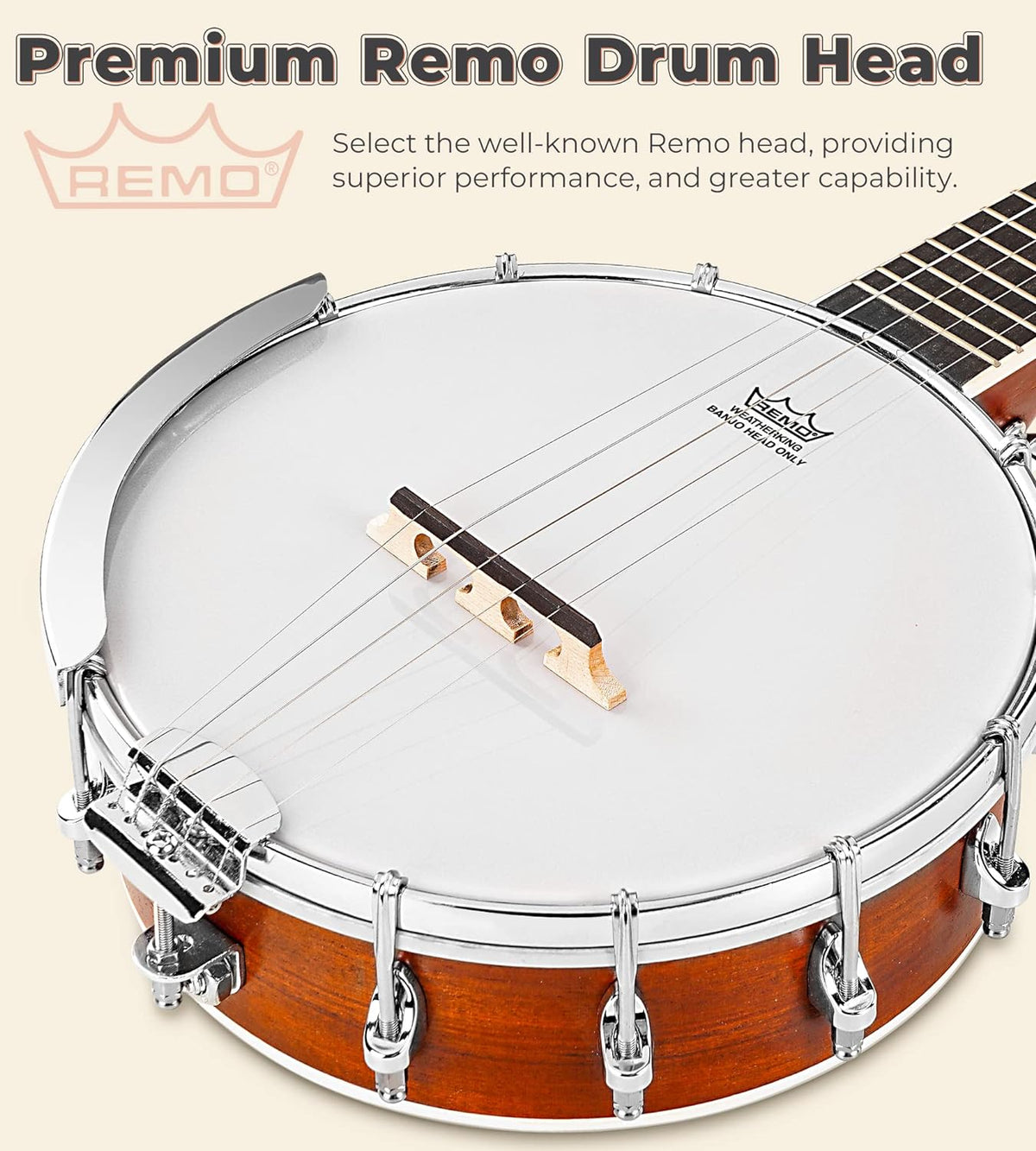 Vangoa 5-String 38 Inch Resonator Banjo Kit, Brown - VBJ-40