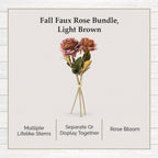 My Texas House Fall Faux Rose Bundle, Light Brown, 20"