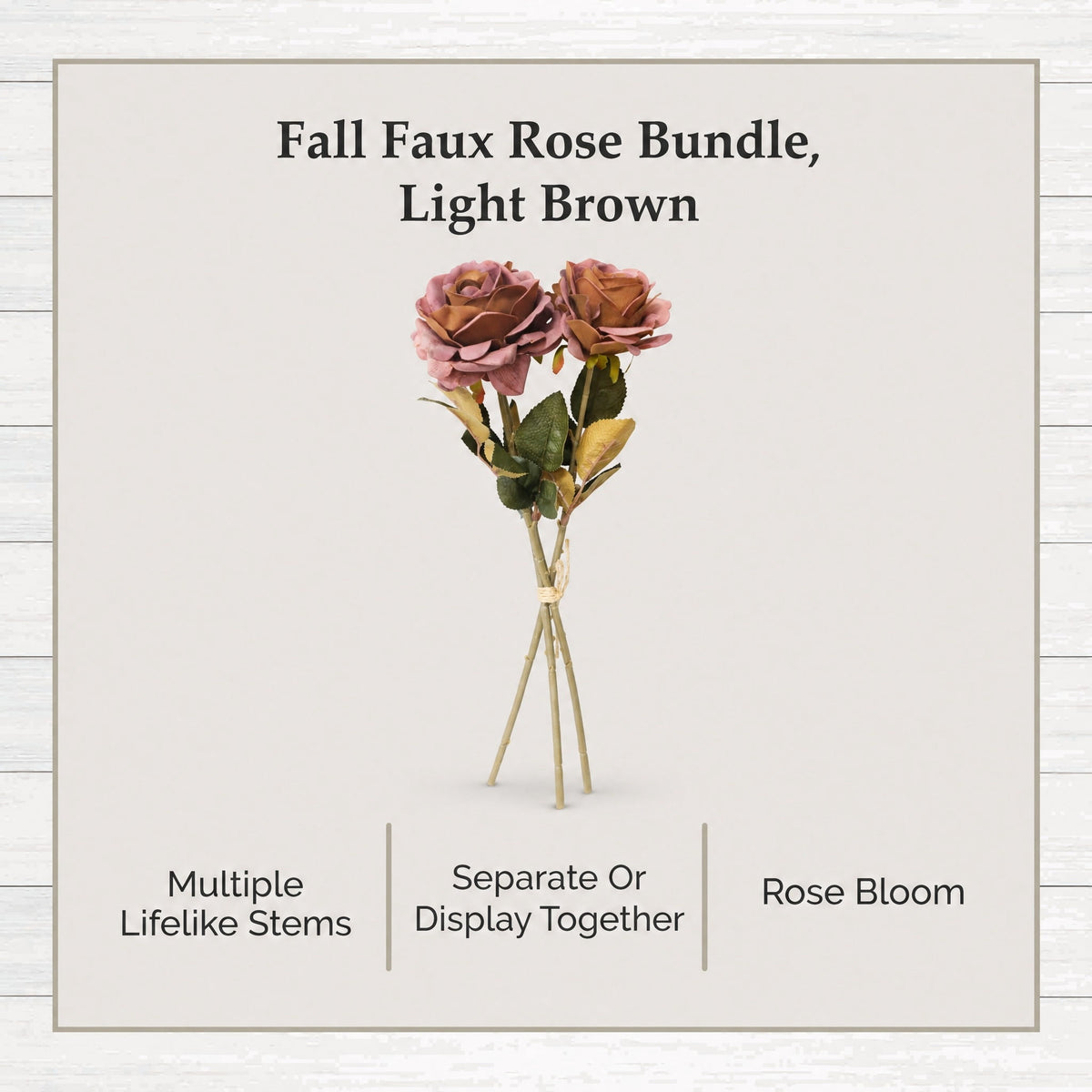 My Texas House Fall Faux Rose Bundle, Light Brown, 20"