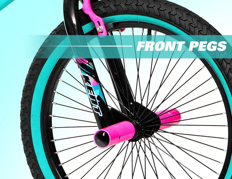 Kent Bicycles Girls' Tempest Bike, 20 inch, Black/Aqua, Single Speed, Steel Frame - 72071