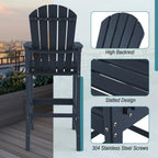 Outdoor HDPE Tall Adirondack Counter Height Bar Stool With Armrests And Footrest - 30Quot