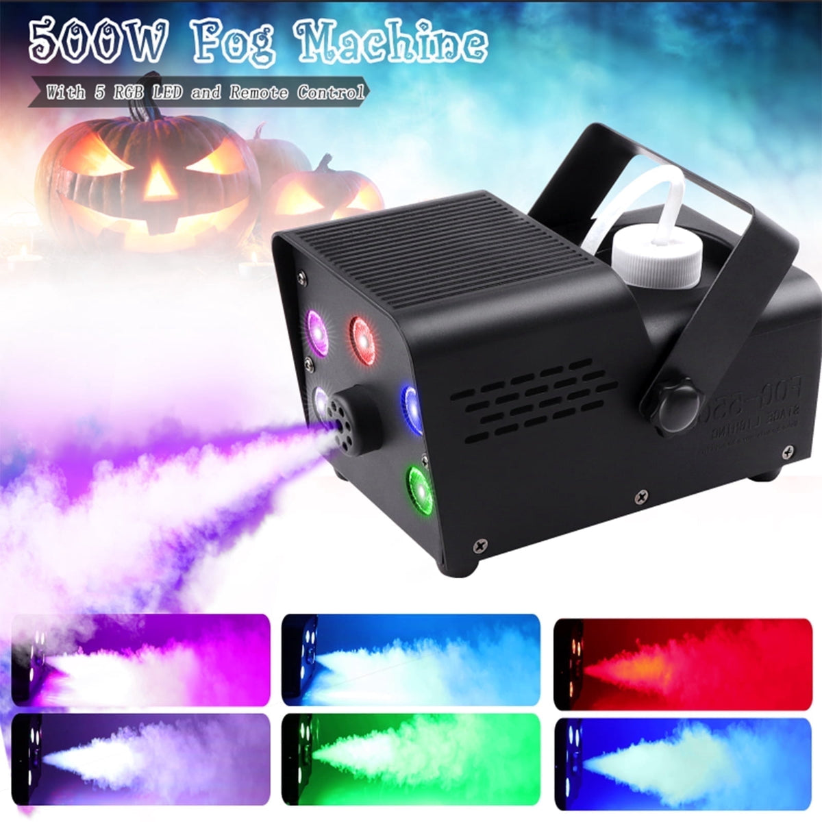 Fog Machine Smoke 550W 5 three-in-one RGB Light Beads Smoke Machine with Remote Control for Party Stage