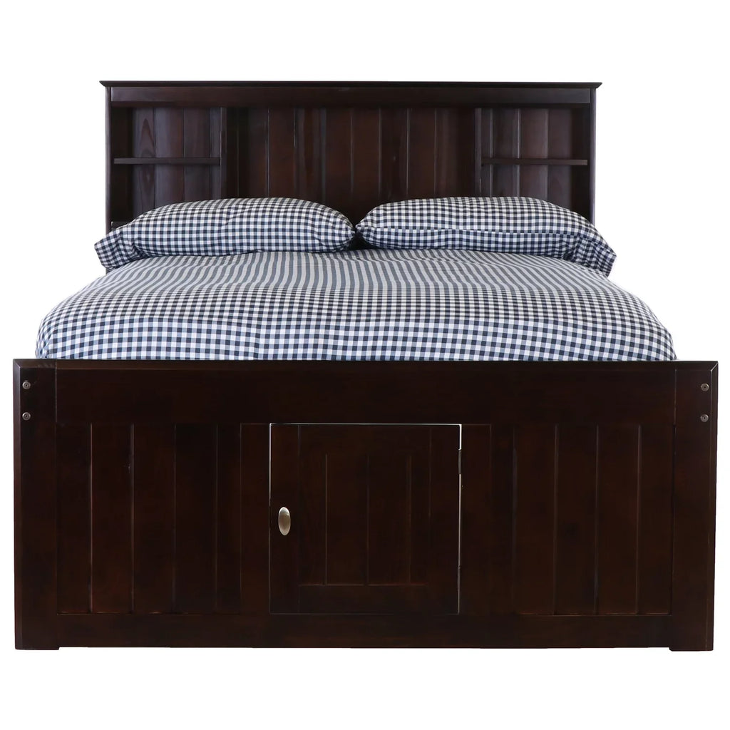 American Furniture Classics Full Size Bookcase Bed With Twelve Drawers In Espresso - 82921K12-22