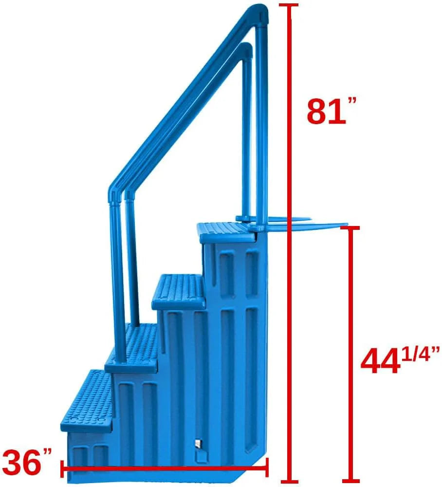 Aqua Select Anti-Slip In-Pool Steps, Gray, 28in W x 81in H, 300 lbs Capacity - For Above Ground Pools