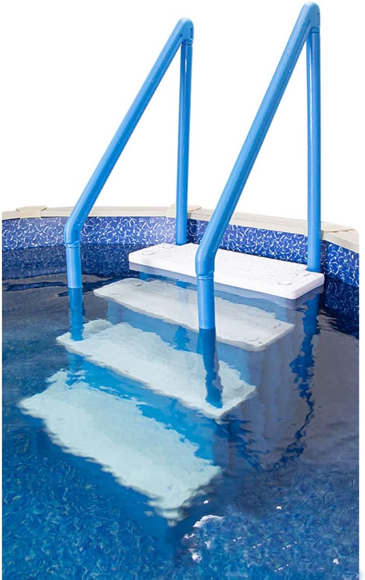 Aqua Select Anti-Slip In-Pool Steps, Gray, 28in W x 81in H, 300 lbs Capacity - For Above Ground Pools