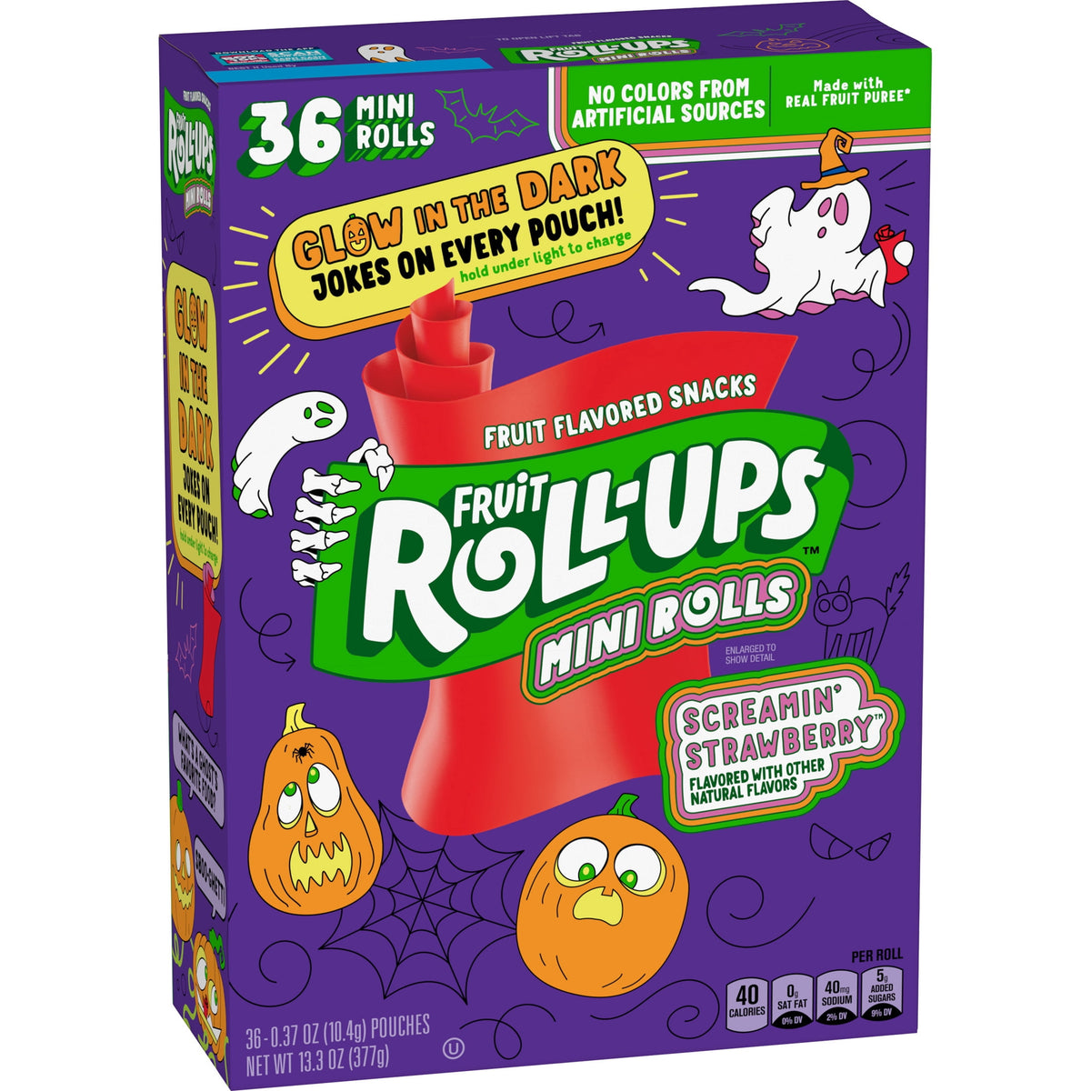 Fruit Roll-Ups Mini Rolls, Screamin' Strawberry Fruit Flavored Snacks, 36 Count, 13.3 oz