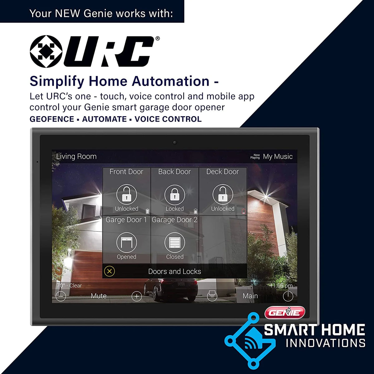 Genie Wall Mount Smart Garage Door Opener With Aladdin Connect - 6172H-O