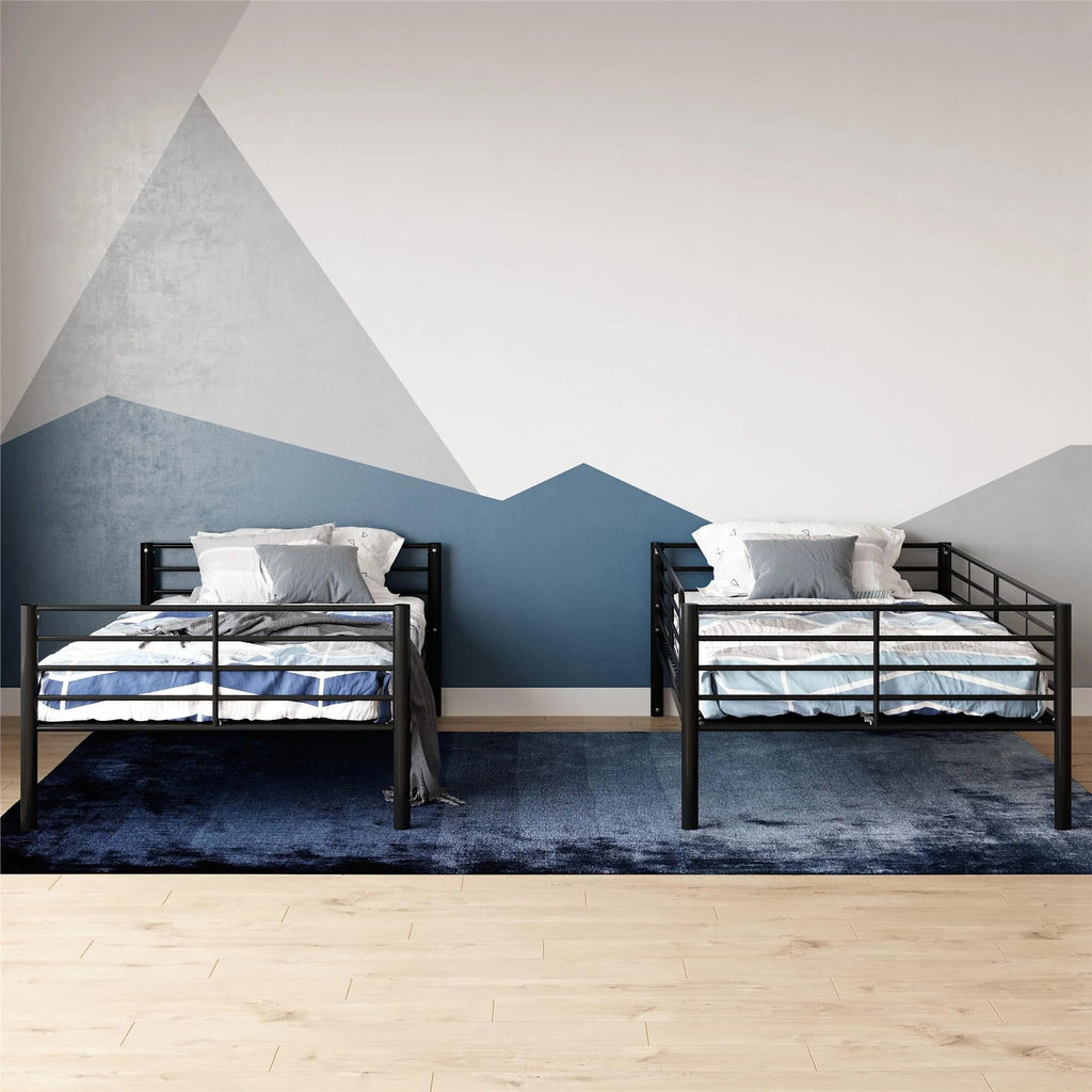 Mainstays Convertible Twin Over Twin Metal Bunk Bed - Black