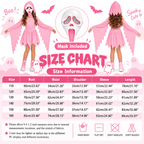 Pink Glitter Ghost Halloween Costume for Girls, Hooded Cosplay Dress with Mask, Spooky Horror Party Outfit