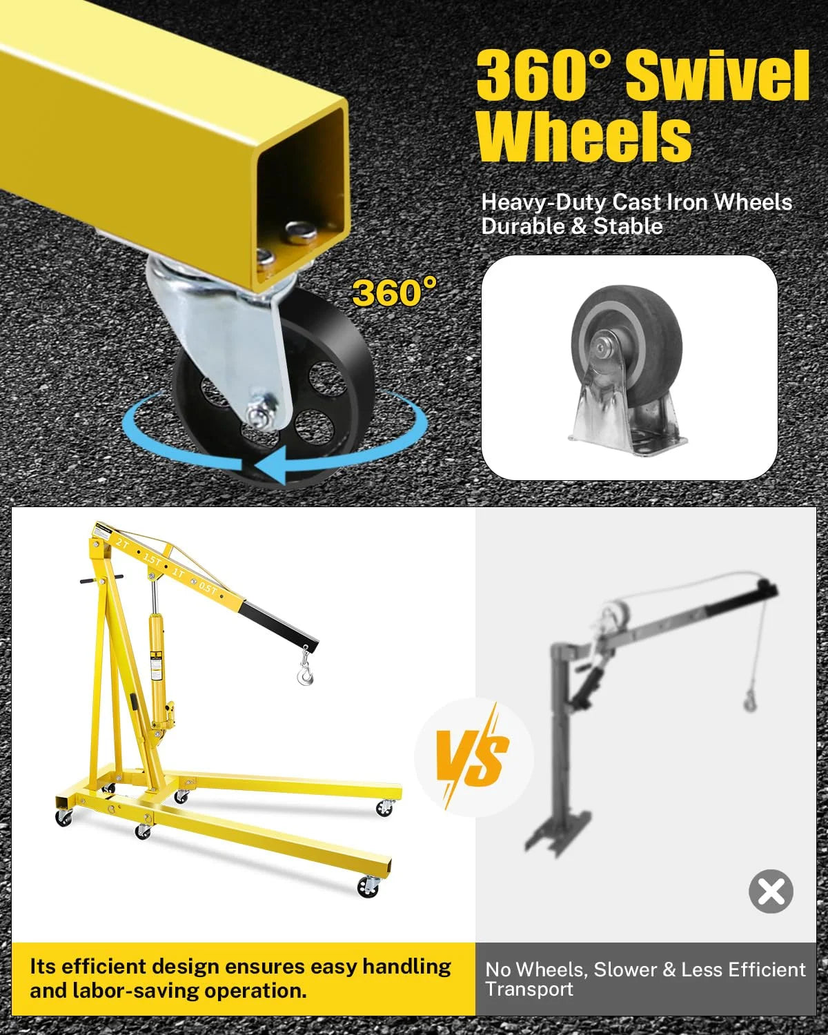 Garvee 2 Ton Hydraulic Folding Shop Crane Engine Hoist With Lever