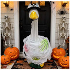 Halloween Porch Goose Outfit, Porch Goose Cloths Spider Web Duck Lawn Skeleton Costume for 23'' Plastic/Cement Duck Statues Patio Lawn Outdoor Decor