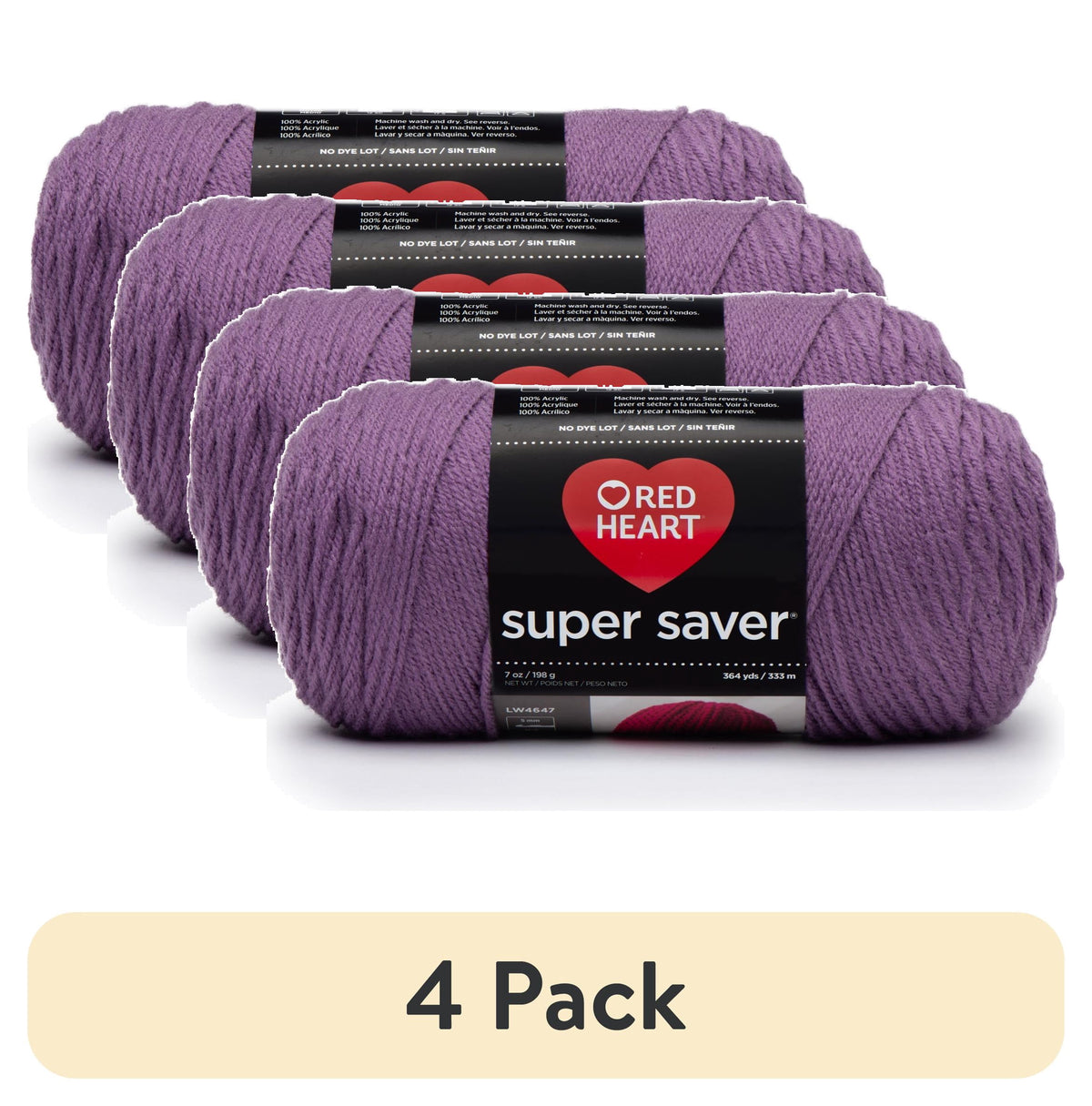 Red Heart Super Saver 4 Medium Acrylic Yarn Black 7oz 198g 364 Yards