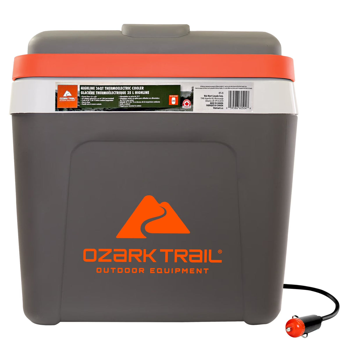 Ozark Trail 12V Iceless Electric Cooler, 26QT / 24L, 30 Cans, Grey - Highline