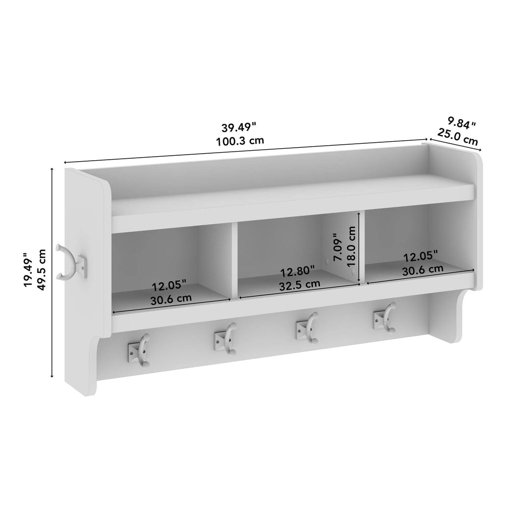 40 Inch Wall Mounted Coat Rack With Shelf and Cubbies