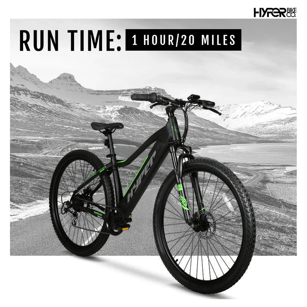 Hyper Bicycles 29 Inch 36V Electric Mountain Bike For Adults, 250W, Black