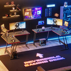 L-Shaped Gaming Computer Corner Desk With Monitor Stand - 220 lbs Capacity