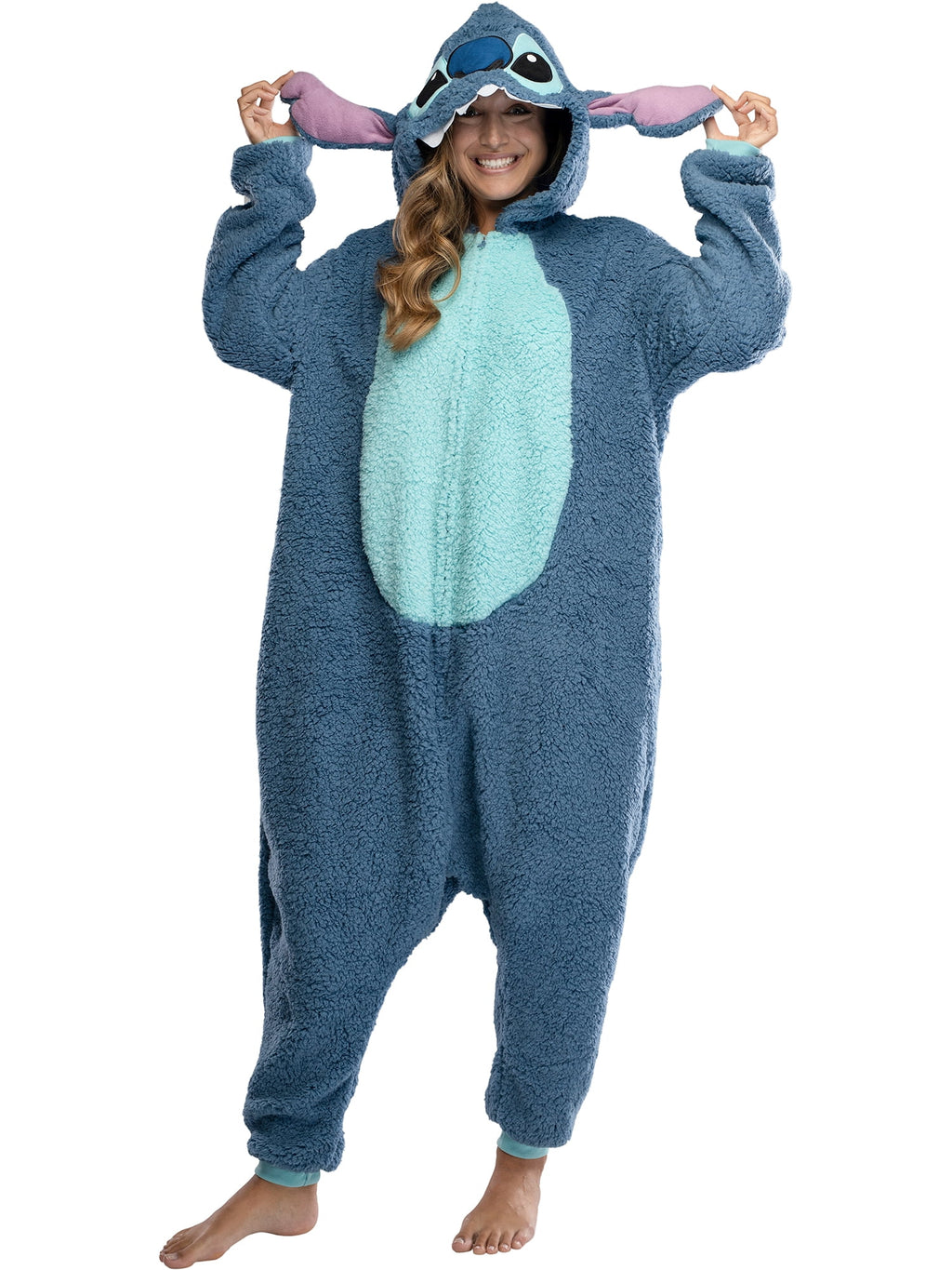 Disney Lilo & Stitch Adult Stitch Kigurumi Cosplay Costume Sherpa Union Suit Pajama Outfit