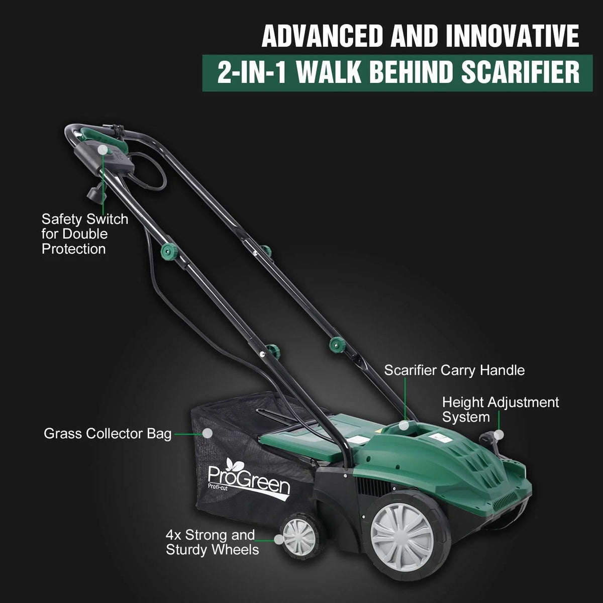 Seizeen 16-Inch Lawn Dethatcher And Scarifier - 15 Amp, 58 QT