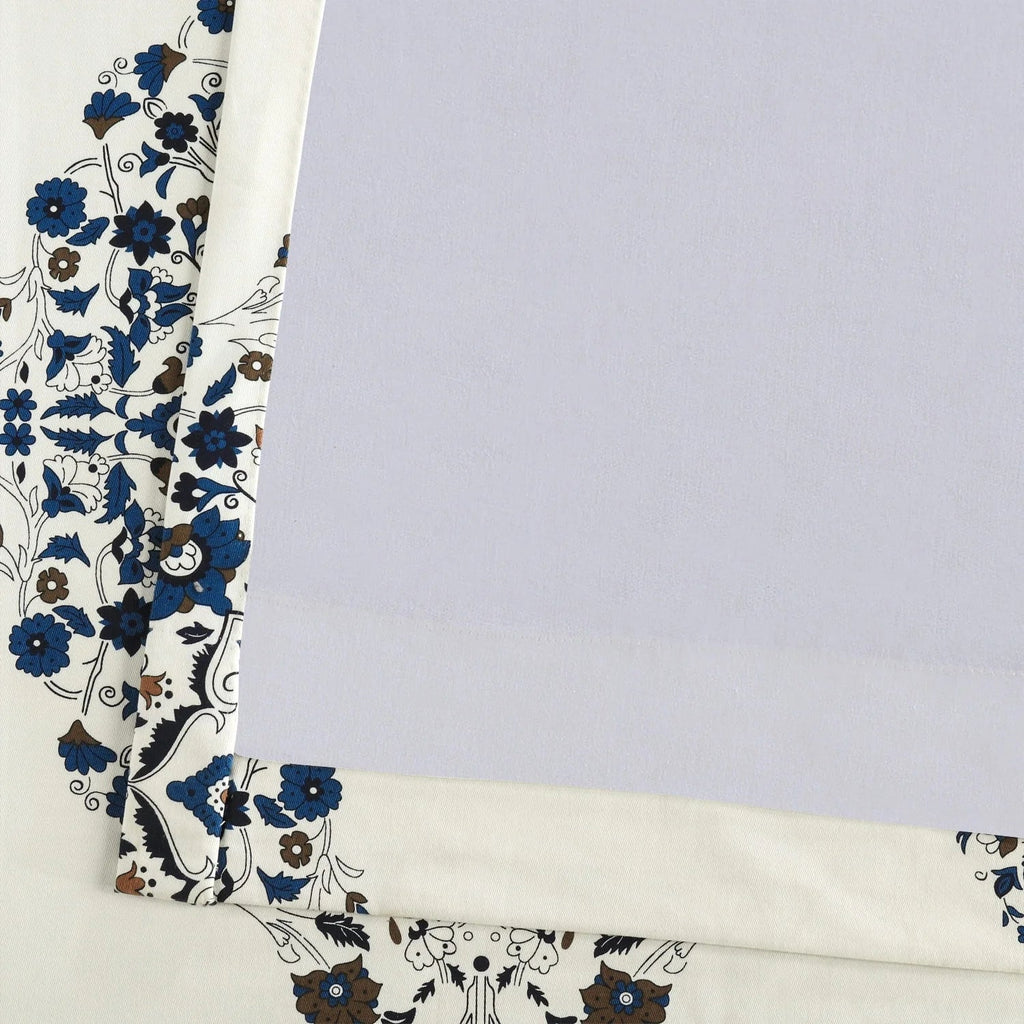 Medallion Damask Printed Cotton Room Darkening Curtain Panel, 1 Piece, 50 in W x 84/96/108/120 in L