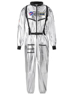 Joyfy Adult Men Astronaut Costume Halloween Spaceman Costume Silver Space Suit Spaceman Jumpsuit Pilot Outfit for Halloween Party Cosplay