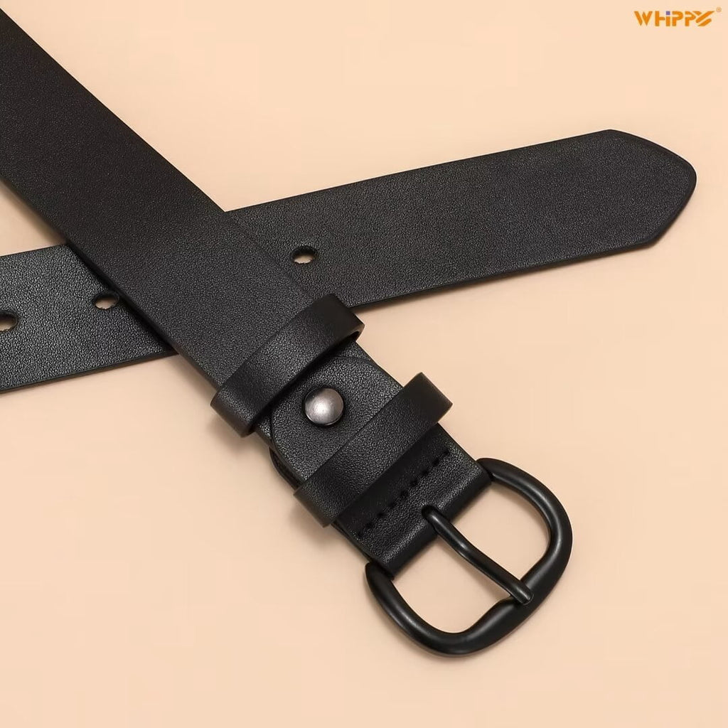 WHIPPY Women Leather Belt for Jeans Pants Ladies Leather Belts with Black Buckle