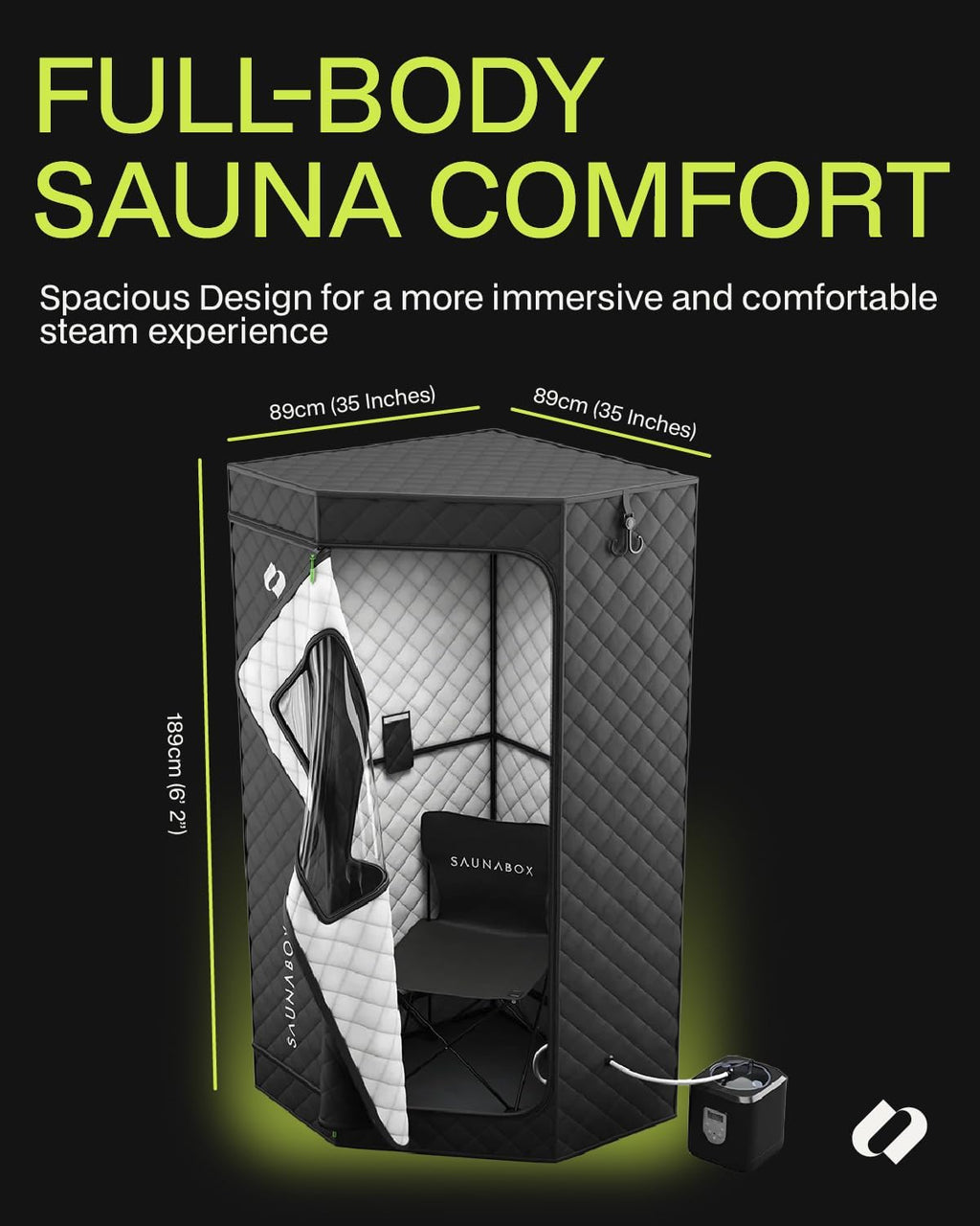 SAUNABOX Personal Steam Sauna Tent With Chair Mat And Case - SmartSteam Kit Pro
