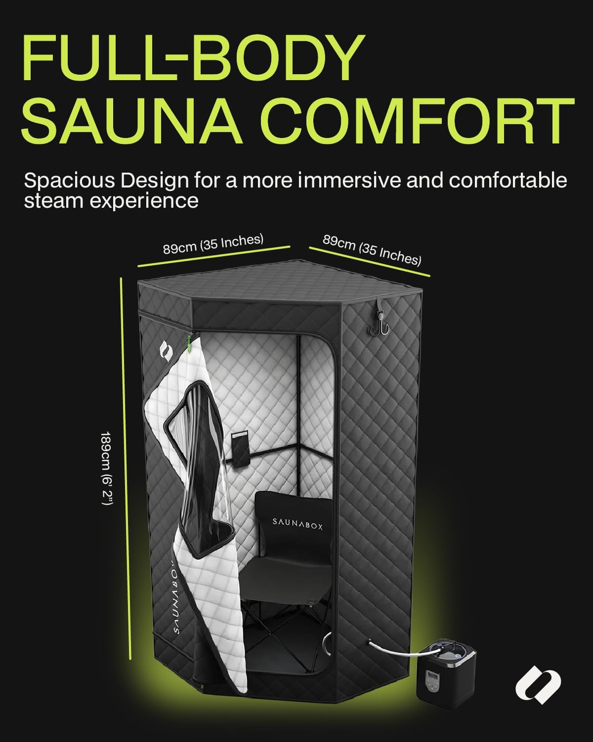SAUNABOX Personal Steam Sauna Tent With Chair Mat And Case - SmartSteam Kit Pro