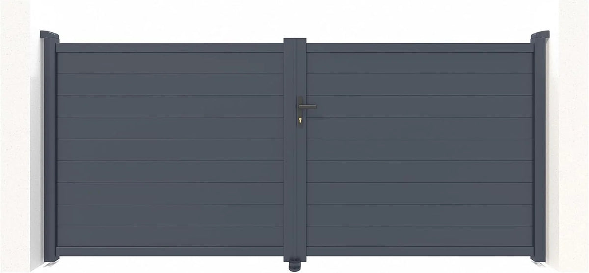 Casanoov Aluminum Swing Gate 392 cm x 161 cm Anthracite Gray RAL 7016 - KIT-000024