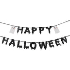 Happy Halloween Ghost Paper Banner Decoration, Black and White, 4.9', Halloween by Way To Celebrate