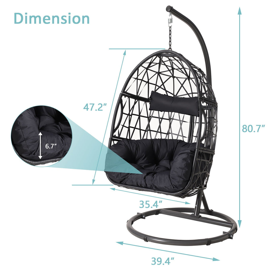 Haverchair Outdoor Patio Wicker Egg Chair With Stand And Cushion