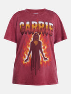 Carrie Women's Fire Halloween Graphic Tee with Short Sleeves, Sizes XXS-XXL