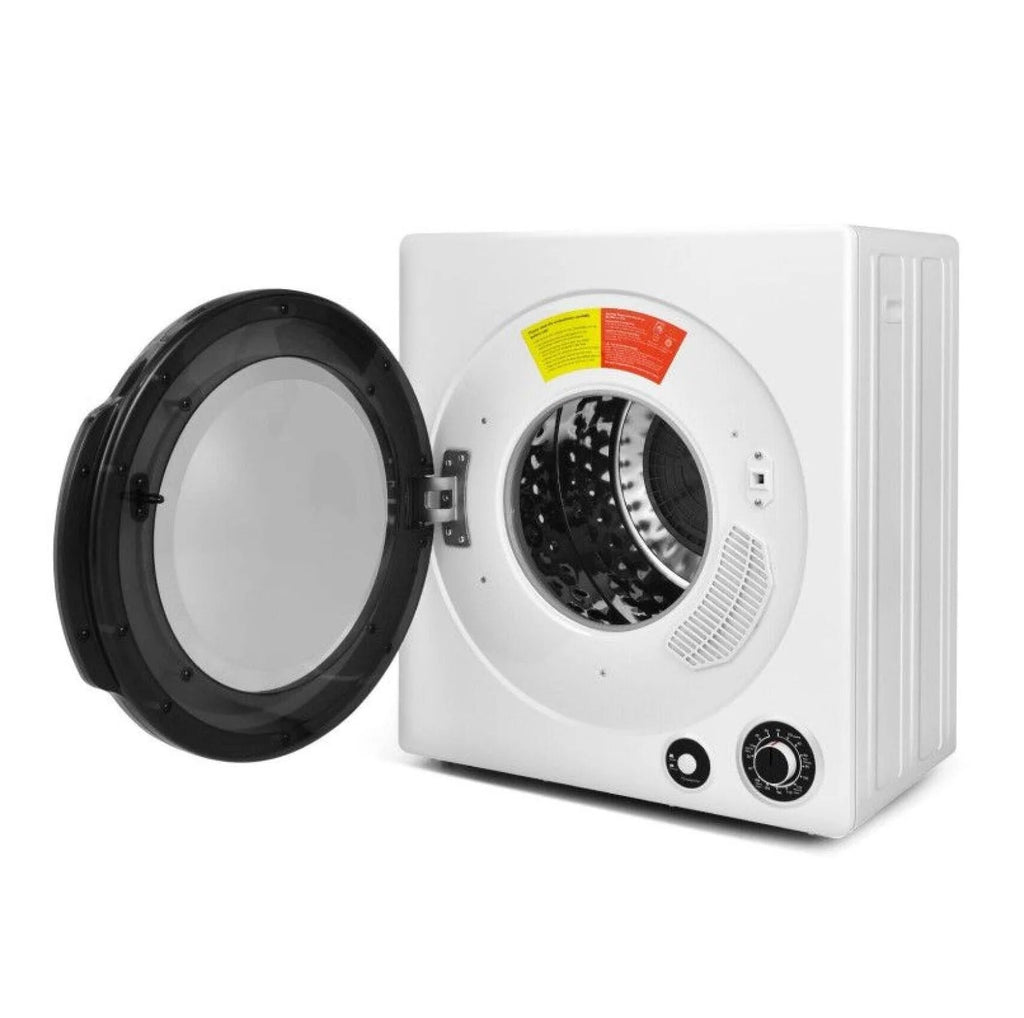 Compact Electric Tumble Dryer, 13.2lbs, White, Stainless Steel Tub, 4 Drying Modes, 2 Heat Settings
