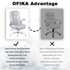 Big And Tall Ergonomic Office Chair, High Back Leather Executive Computer Chair With Padded Flip-Up Arms - 20.87in D x 27.3in W x 47.24in H