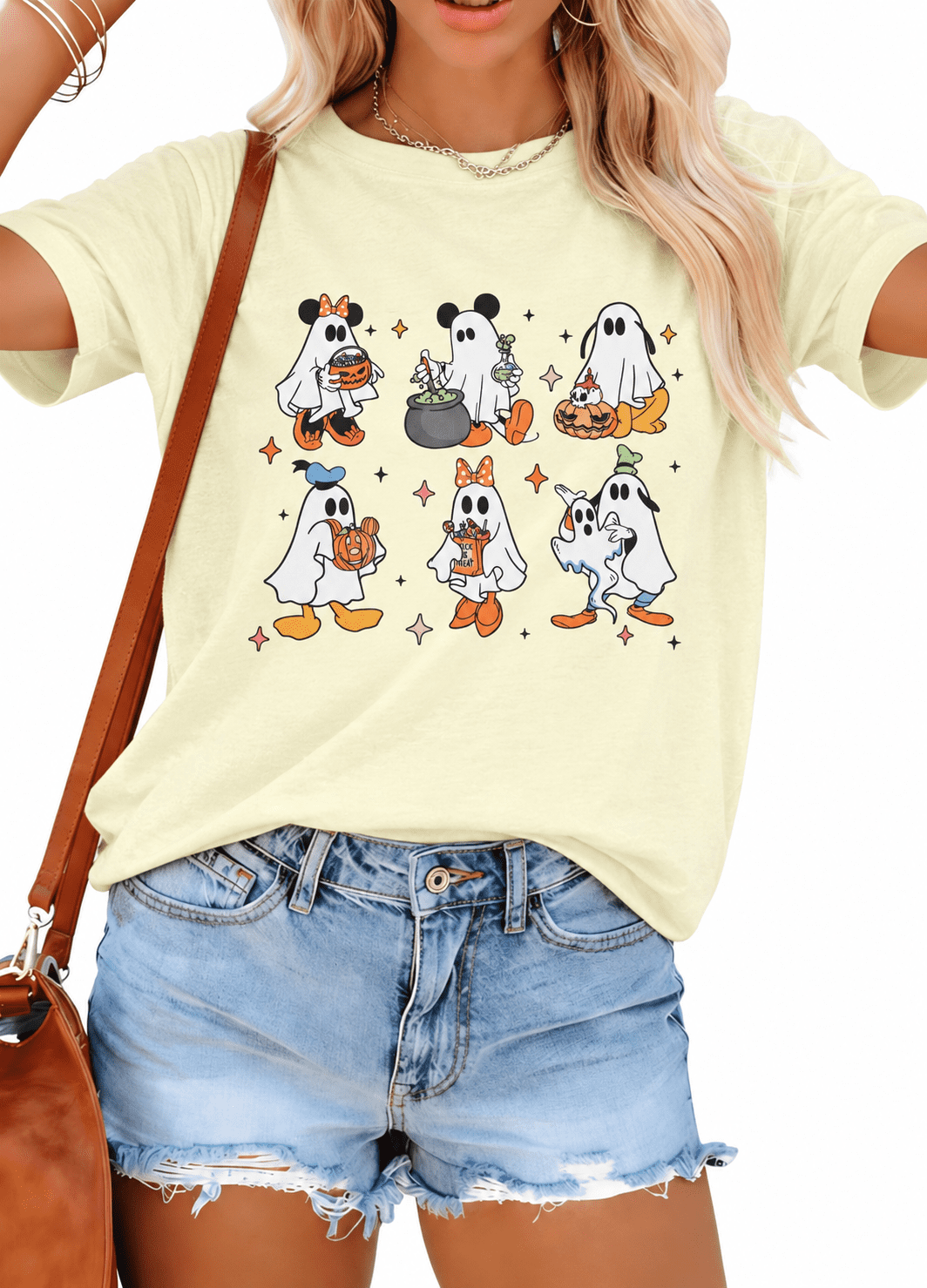 KimSoong Women Halloween Shirt Plaid Pumpkins Graphic Crew Neck Short Sleeve T-Shirts Tops